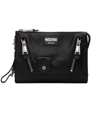 Moschino Biker Calfskin Pouch - Black