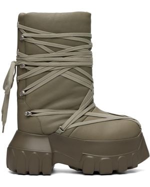 Rick Owens Taupe Tower Megalace Lunar Mega Tractor Boots - Green