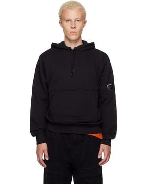 C.P. Company Diagonal Raised Fleece Lens Hoodie - Black