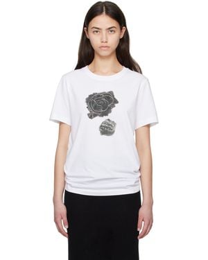 Marni ホワイト Printed Brushed Rose コットンジャージ Tシャツ