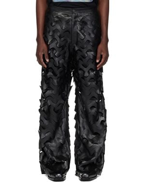 Lu'u Dan Laser Cut Wide-Leg Faux-Leather Trousers - Black