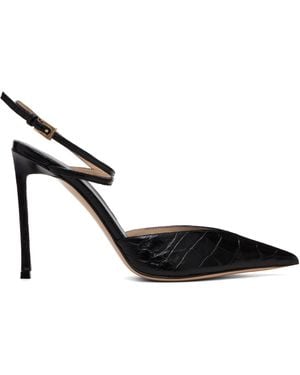 Tom Ford Chaussures À Talon Selen Noires En Cuir Gaufré Façon Croco