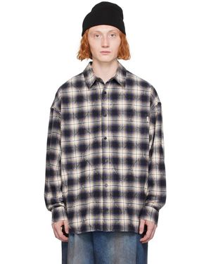 Juun.J Argyle Damage Check Shirt - Blue