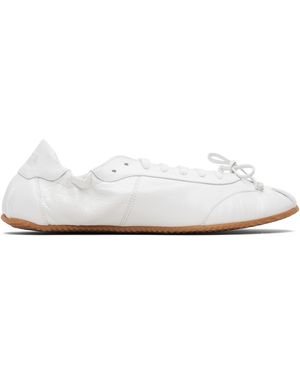 Abra Baskets De Style Ballerine Blanches En Cuir - Noir