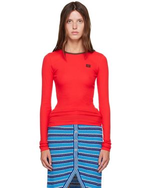 Ganni Long-Sleeve T-Shirt - Red
