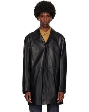 Calvin Klein Long Leather Jacket - Black