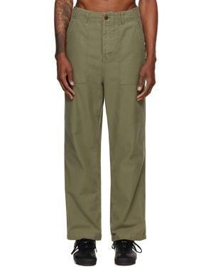 Merz B. Schwanen Khaki Sendo01Sc Weave Canvas Fatigue Trousers - Green
