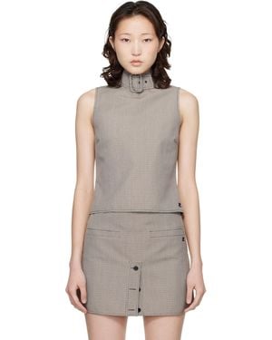 Courreges Buckle Houndstooth Top - Brown