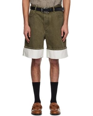 Bottega Veneta Khaki Coloured Denim Shorts - Green