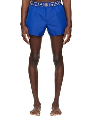 Versace ブルー グレカ スイムショーツ