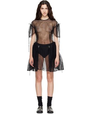 Simone Rocha Puff Sleeve Cord Hip Minidress - Black