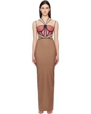 Nensi Dojaka Tan & Leila Signature Corset Maxi Dress - Black