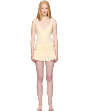 Skims Cotton Jersey Lace Slip Dress - Black