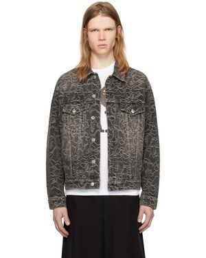 A Bathing Ape Line Camo Jacquard Denim Jacket - Black