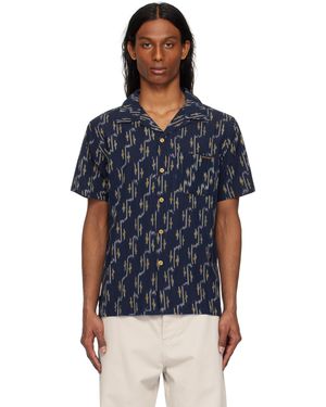 Nudie Jeans Chemise Arvid Bleu Marine À Motif Ikat