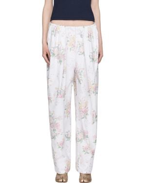 OPEN YY Full Gather Floral Trousers - Black