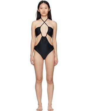 Rosetta Getty Drawstring Bandeau One-Piece Swimsuit - Black