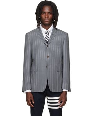 Thom Browne Chalk Stripe Twill Sportcoat - Grey