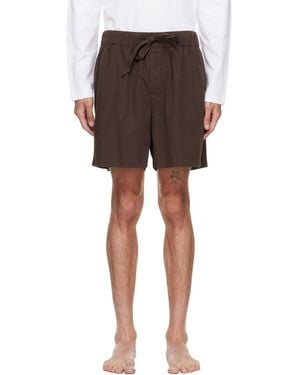 Tekla Poplin Pyjama Shorts - Brown