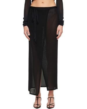 Frankie Shop Alsen Thin Knit Wrap Maxi Skirt - Black
