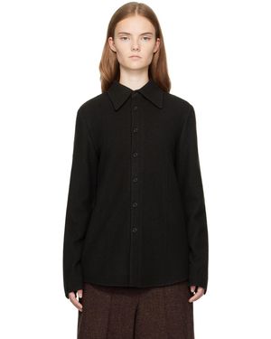 UMBER POSTPAST Slim Fit Wool Felted Shirt - Black