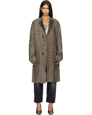 R13 Double Layer Raw Cut Reversible Coat - Brown