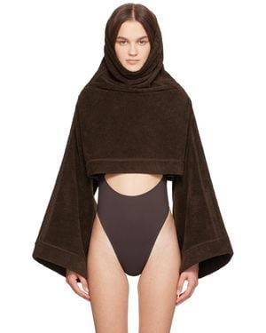 Alaïa Cropped Hoodie - Brown