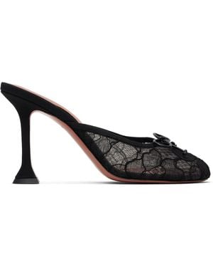 AMINA MUADDI Lila Lace Slipper 95 Heels - Black