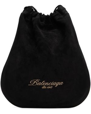 Balenciaga Drawstring Waxed Suede Pouch - Black
