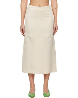 RECTO. Off- Front Slit Midi Skirt - Natural