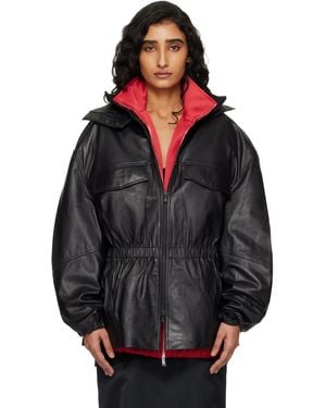 Frankie Shop Carnaby Funnel Neck Leather Jacket - Black