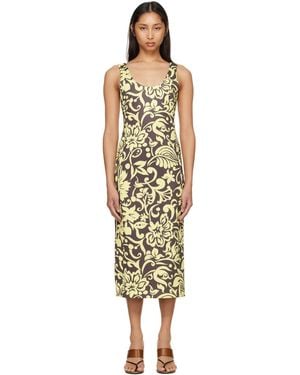 Dries Van Noten Taupe Fitted Structured Maxi Dress - Black