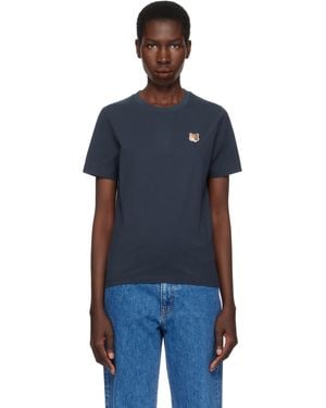 Maison Kitsuné ネイビー フォックスヘッド パッチ レギュラー Tシャツ - ブルー