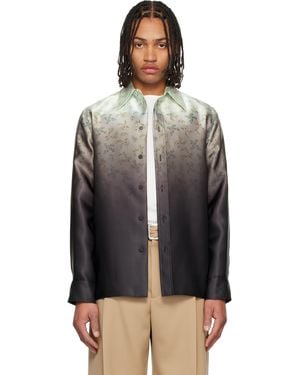 Jil Sander グリーン&ブラック フローラル シャツ