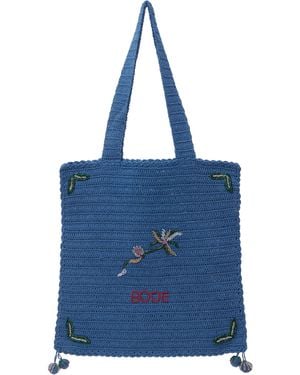 Bode Laurel Crochet Tote - Blue