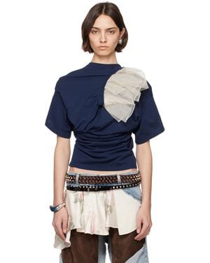 ALL-IN T-Shirt De Style Chemise De Nuit Bleu À Assemblage Torsadé