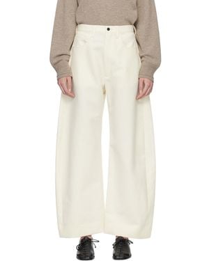 Ssstein Off- Double Weave Cotton Round Pants - Natural