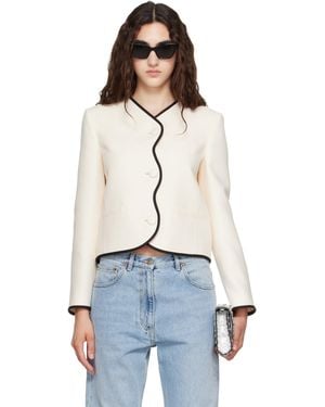Valentino Off- Wool & Silk Crepe Blazer - White