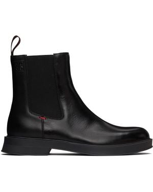 HUGO Stacked Logo Leather Chelsea Boots - Black