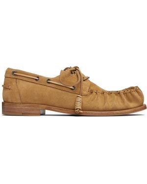 Dries Van Noten Tan Suede Boat Shoes - Black