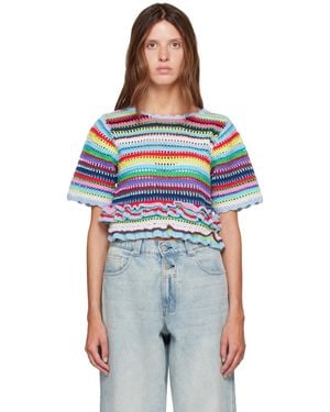 Ganni Striped Crochet Jumper - Blue