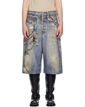 Acne Studios ブルー トロンプルイユ ショートパンツ ホワイト 