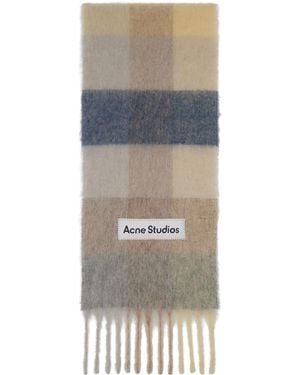 Acne Studios Off- Check Wool Scarf - Gray