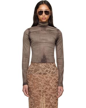 Acne Studios Printed Faux-Suede Top - Brown