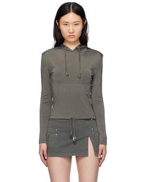 Dion Lee グレー Lustrous Shrunken フーディ - ブラック