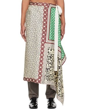 Dries Van Noten オフホワイト＆グリーン Long Wrap Scarf スカート - マルチカラー