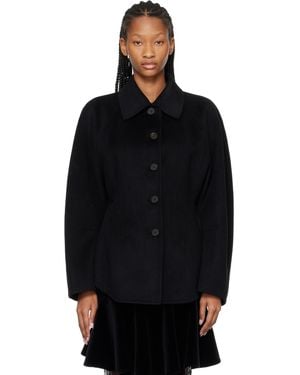 Rohe Blouson Sculptural Noir En Popeline Fine Double Face