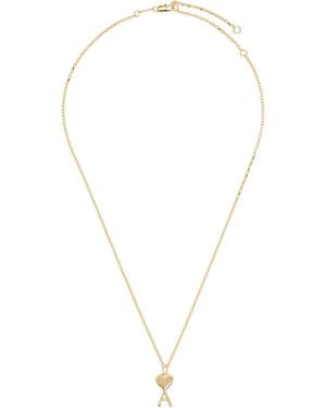 Ami Paris Thin Hammered Ami De Coeur Necklace - Metallic
