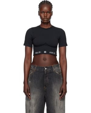 Amiri ブラック Ma リブ シームレス 半袖 スポーツトップス