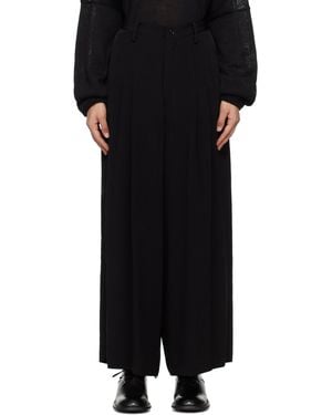 Y's Yohji Yamamoto Double Tucked Wide Trousers - Black